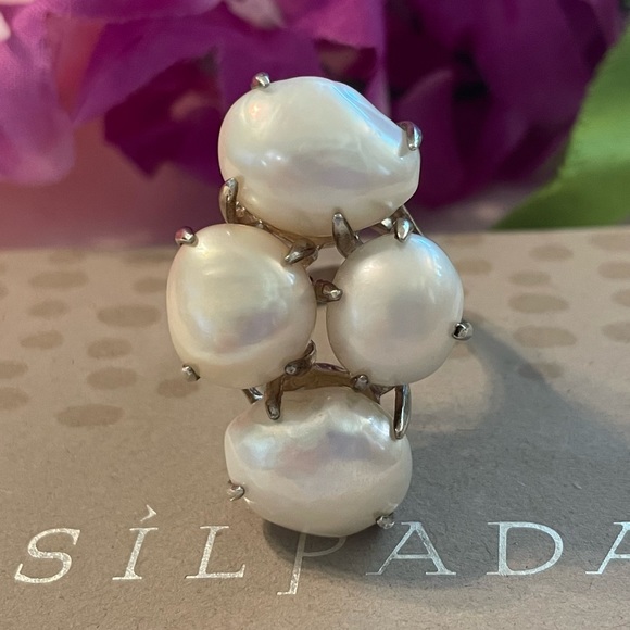 Silpada Coastal Pearl Cluster Sterling Silver Statement Ring R2949 - Picture 11 of 17